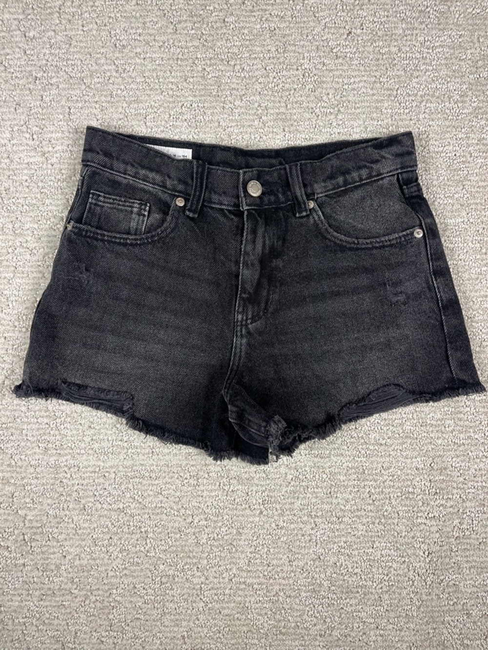 Zara Black Distressed Denim Cutoff Shorts kids size 13-14